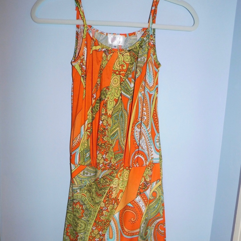 Girls orange pattern dress